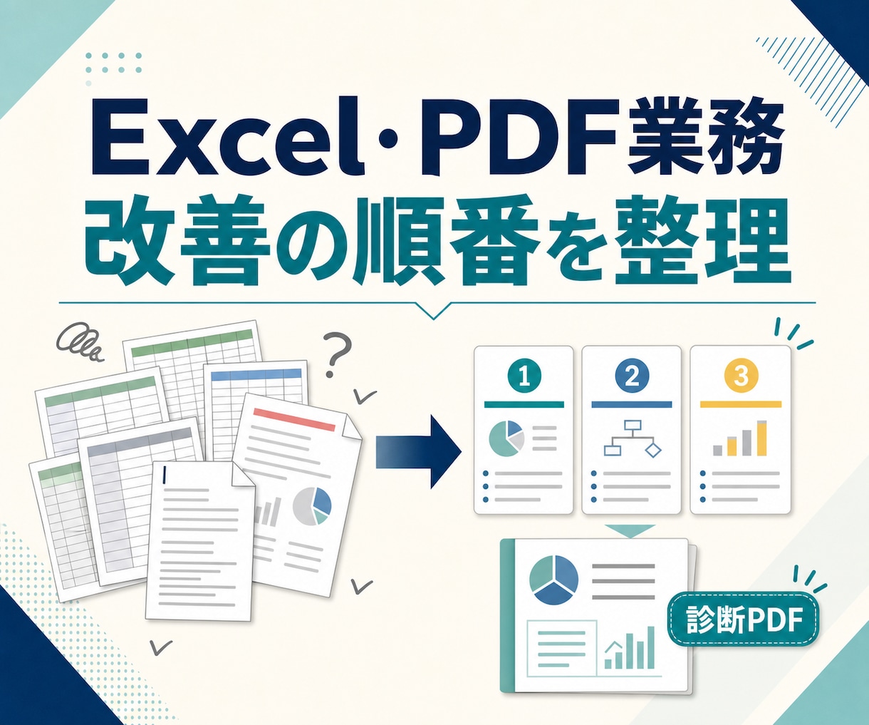 Excel・PDF業務の改善順を整理します 1業務の改善順と自動化しない範囲をPDFで整理 イメージ1