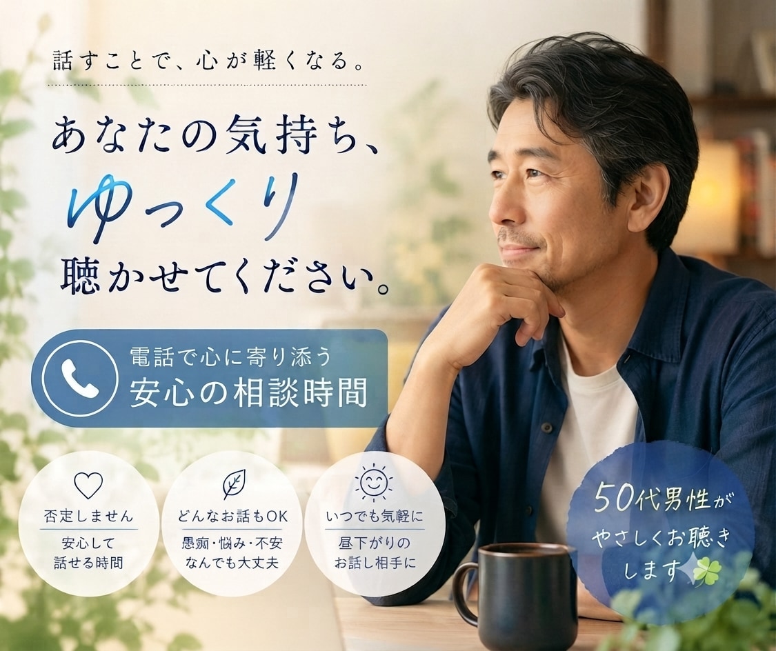 今すぐ話したい方へ、歳上♂がお話お聞きします 大丈夫？疲れてないですか？貴方からの電話を待っています。 イメージ1