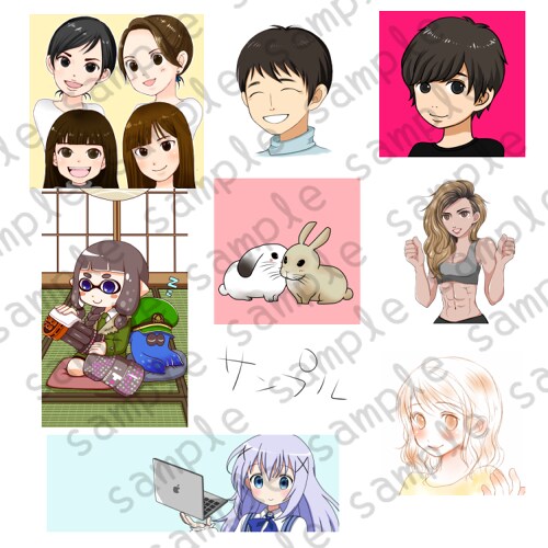 似顔絵、動物可*アイコン、ヘッダーを描きます SNSを可愛く華やかに彩ります。SNS外でもOK イメージ3