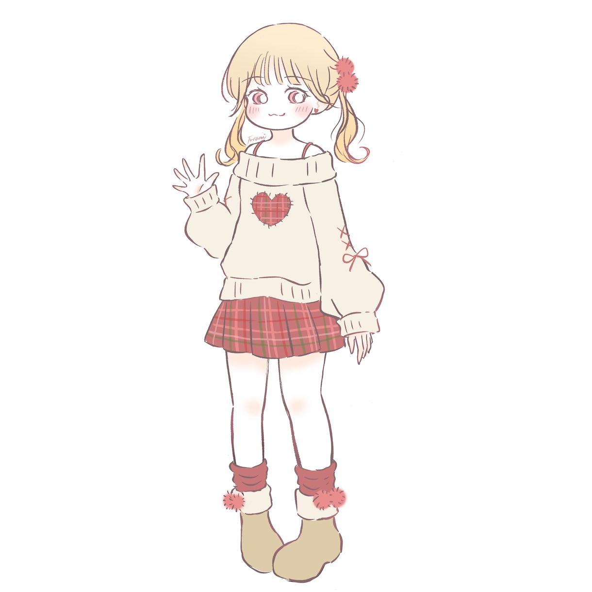ゆるい人物イラストお描きします ベースイラストありの全身イラストです。 イメージ1