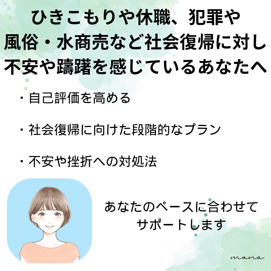 社会復帰へ向け成功体験を重ね、未来を切り拓きます 早朝深夜対応可★30日間メッセージサポート×ビデオ通話3回 イメージ1