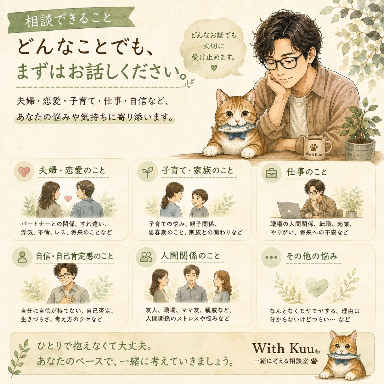 誰にも言えない悩みをゆっくりお聴きします 「答えを急がず、あなたのペースで一緒に整理します イメージ3