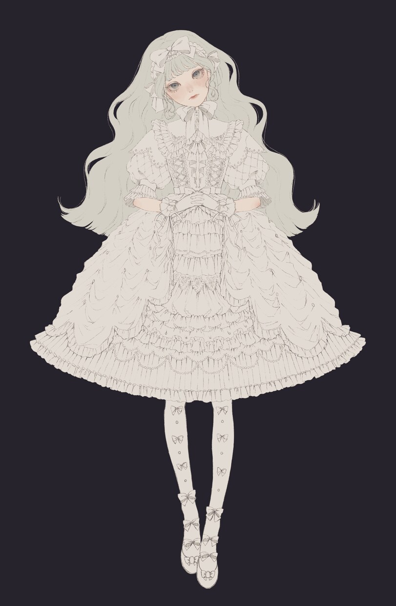 女の子の立ち絵(主にロリィタ系)描きます ロリータや和装の衣装に凝ったイラストです。 イメージ4