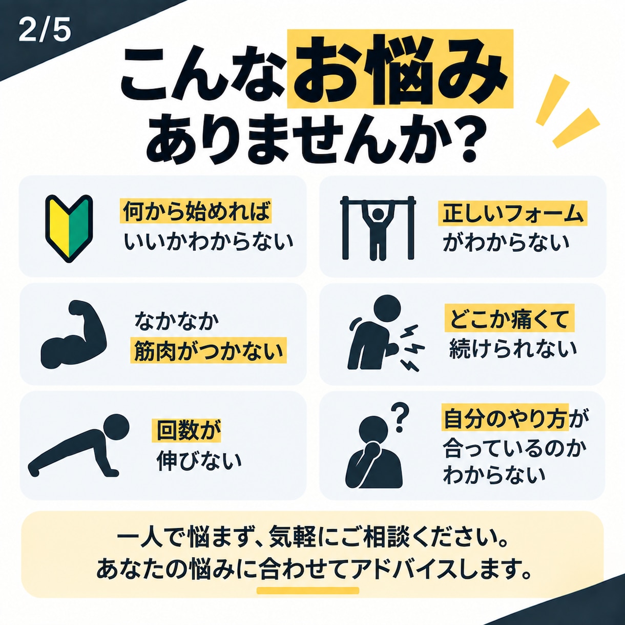 自重トレの悩み・伸び悩みを一緒に解決します 懸垂・腕立て・ディップス｜初心者の相談も大歓迎 イメージ3