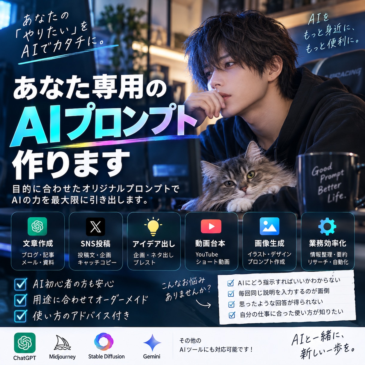 あなたに合ったAI活用方法を一緒に考えます あなたに合ったAIツールと活用方法をご提案します イメージ1