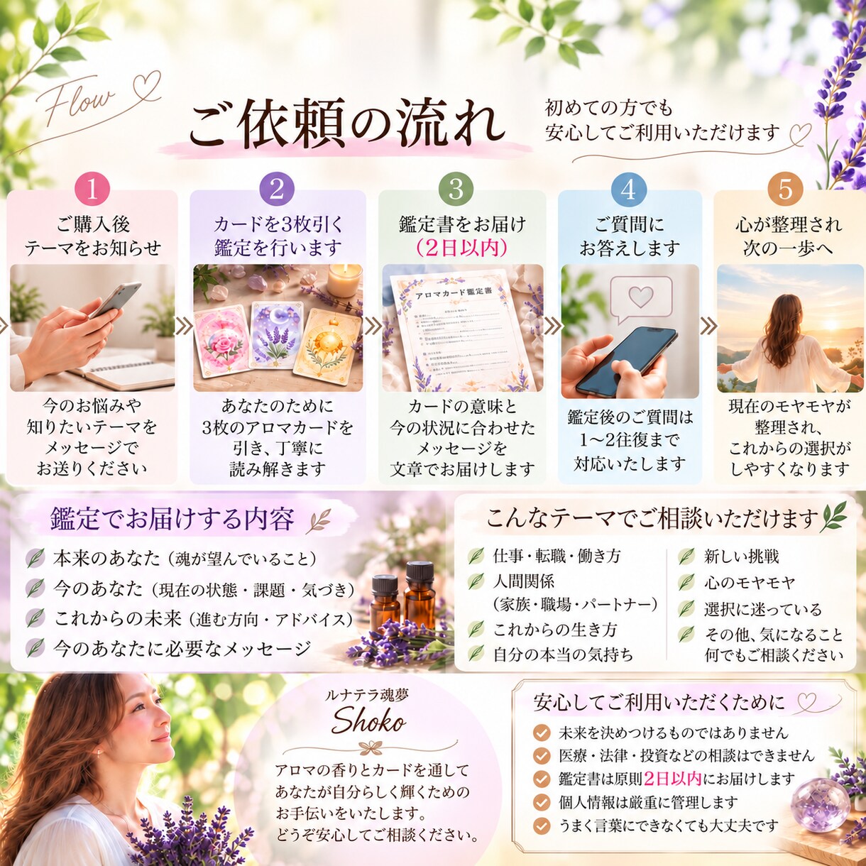 アロマカードで心のモヤモヤを読み解きます 3枚のカードで本来の私・今・未来をやさしく読み解きます イメージ3