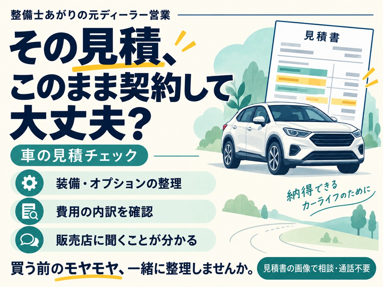 車の見積、今決めるものと後でよいものを分けます 整備士あがりの元ディーラー営業が購入前の迷いを整理 イメージ1