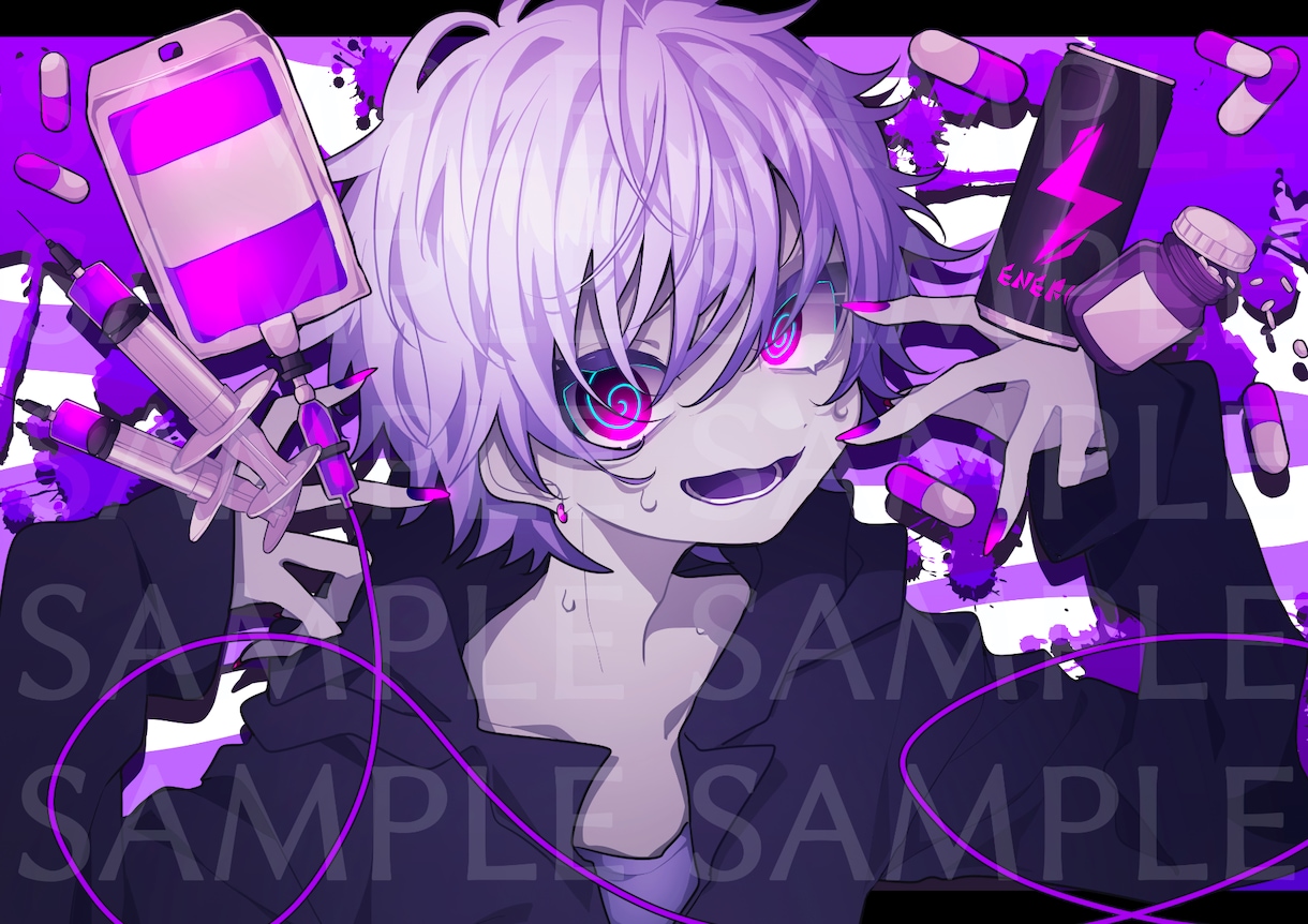 高彩度蛍光色の一枚絵,立ち絵,SDキャラを描きます アイコンや立ち絵等幅広く対応致します！ イメージ5