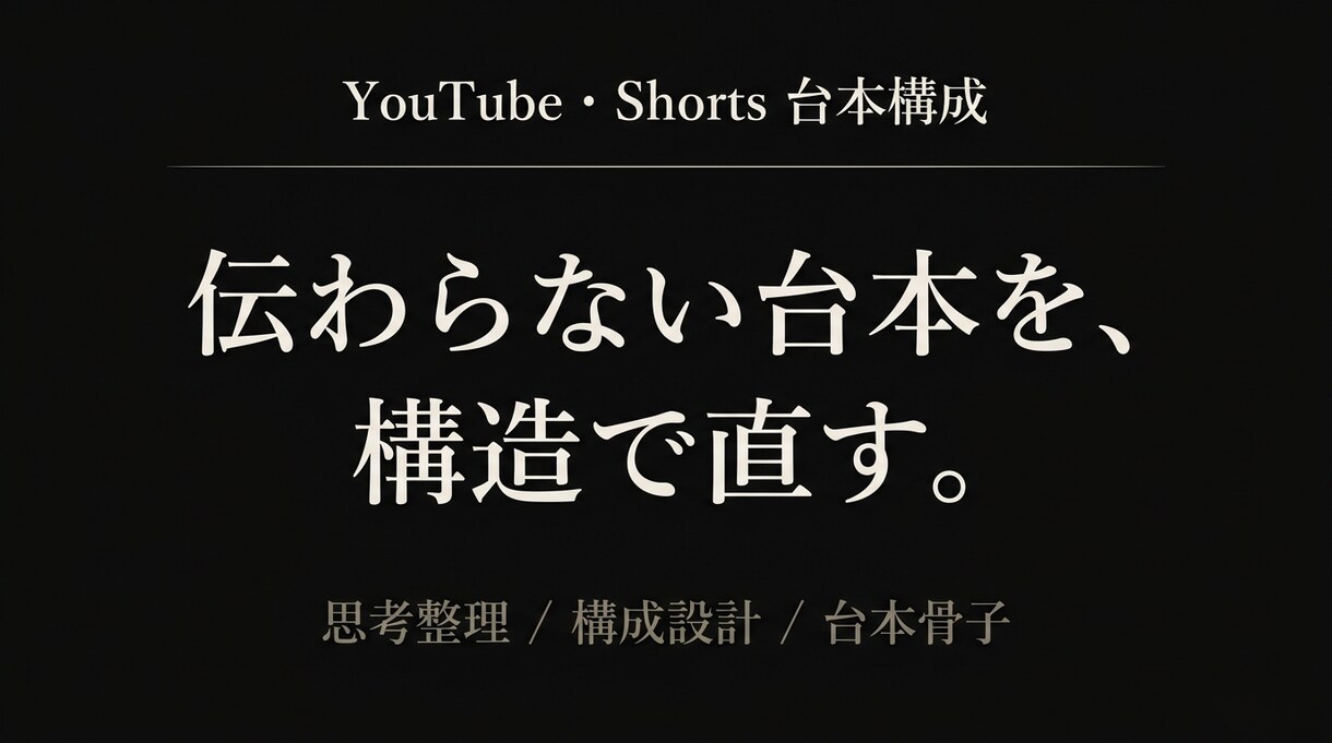 YouTube・Shorts台本の構成設計します 視聴者が離脱しない「伝わる構造」に整理します イメージ1