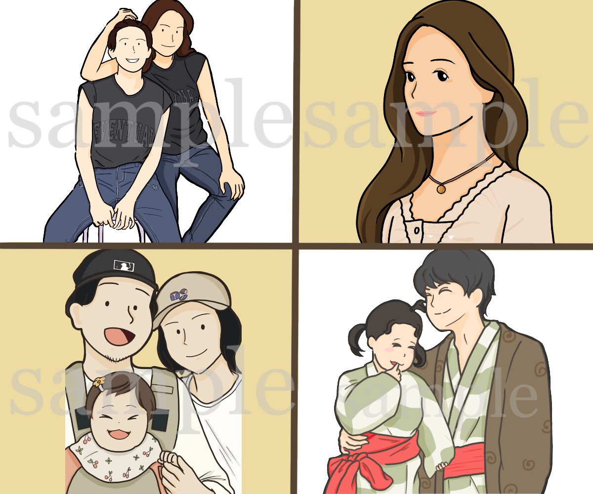 商用可◎写真を元におしゃれなイラスト描きます 家族写真や思い出の一枚をアイコンやプレゼントに！ イメージ6