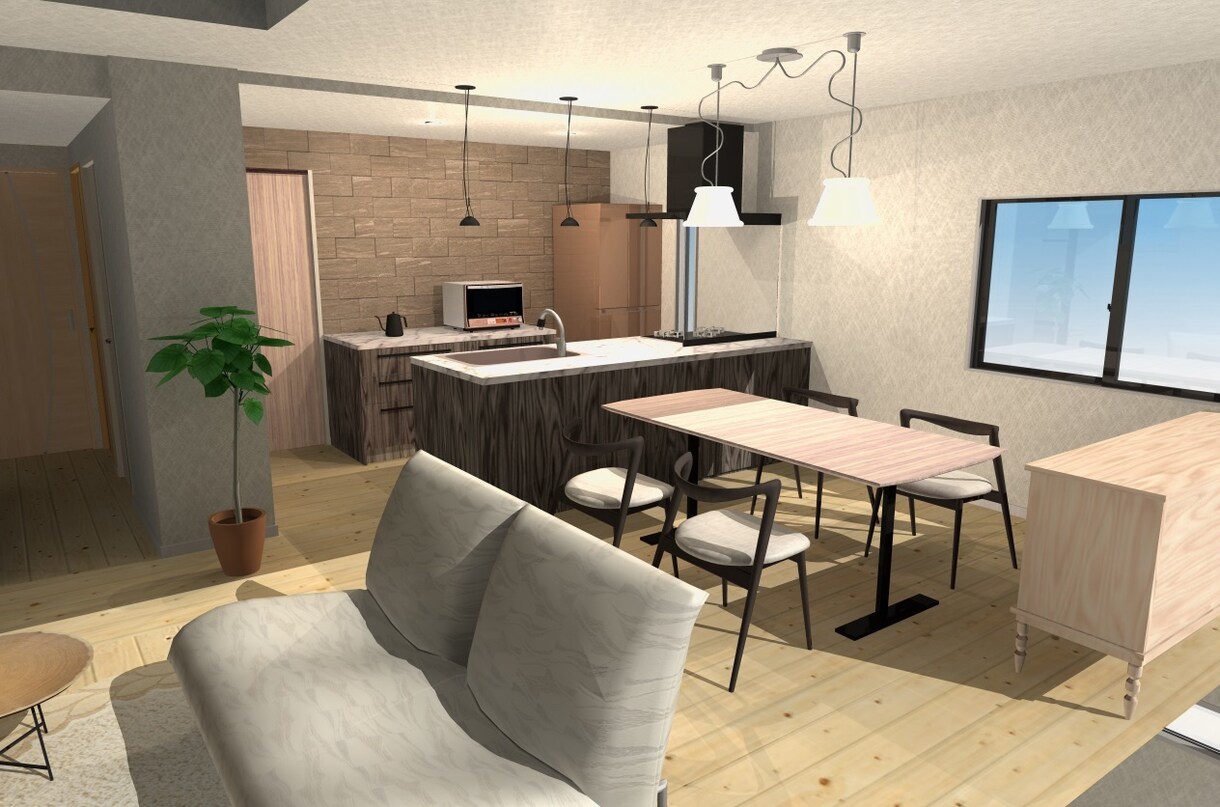 一級建築士が内装検討用の３DCGパースを制作します ～納得のいく家づくりを～複数パターン検討可能 イメージ3