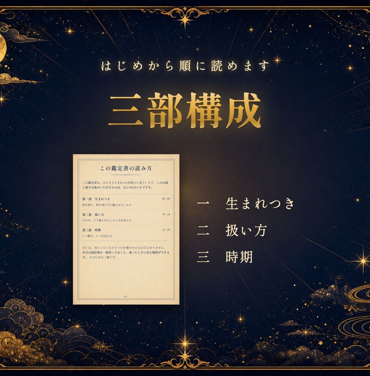 お試し版・四柱推命であなたの取扱説明書を作ります 生まれつき・扱い方・時期を、根拠つきでお届けします イメージ6