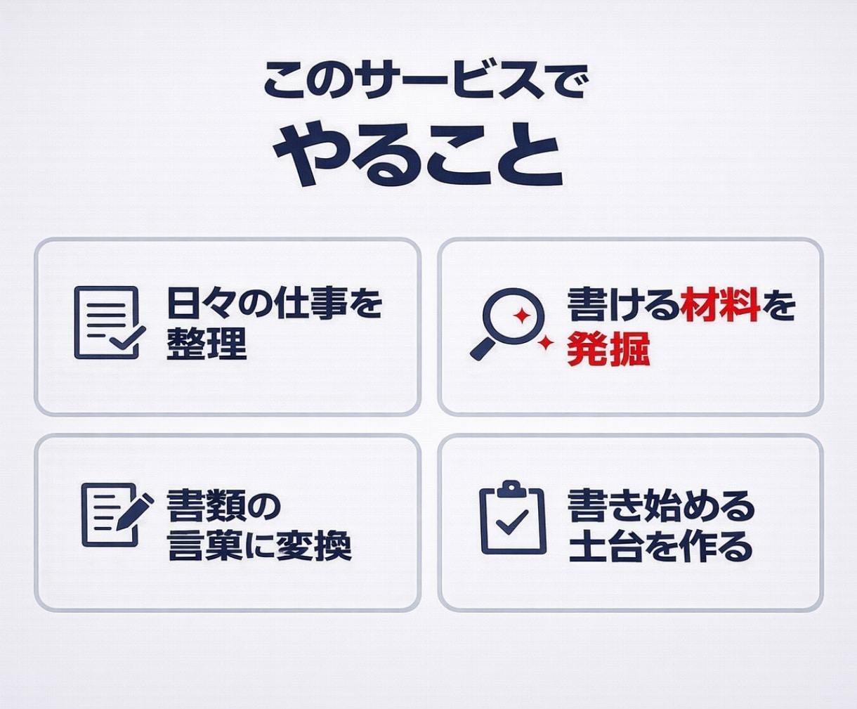 職務経歴書を書く前に、経験と強みを発掘します 書くことがない不安を、職務要約・自己PRの材料に変えます イメージ6