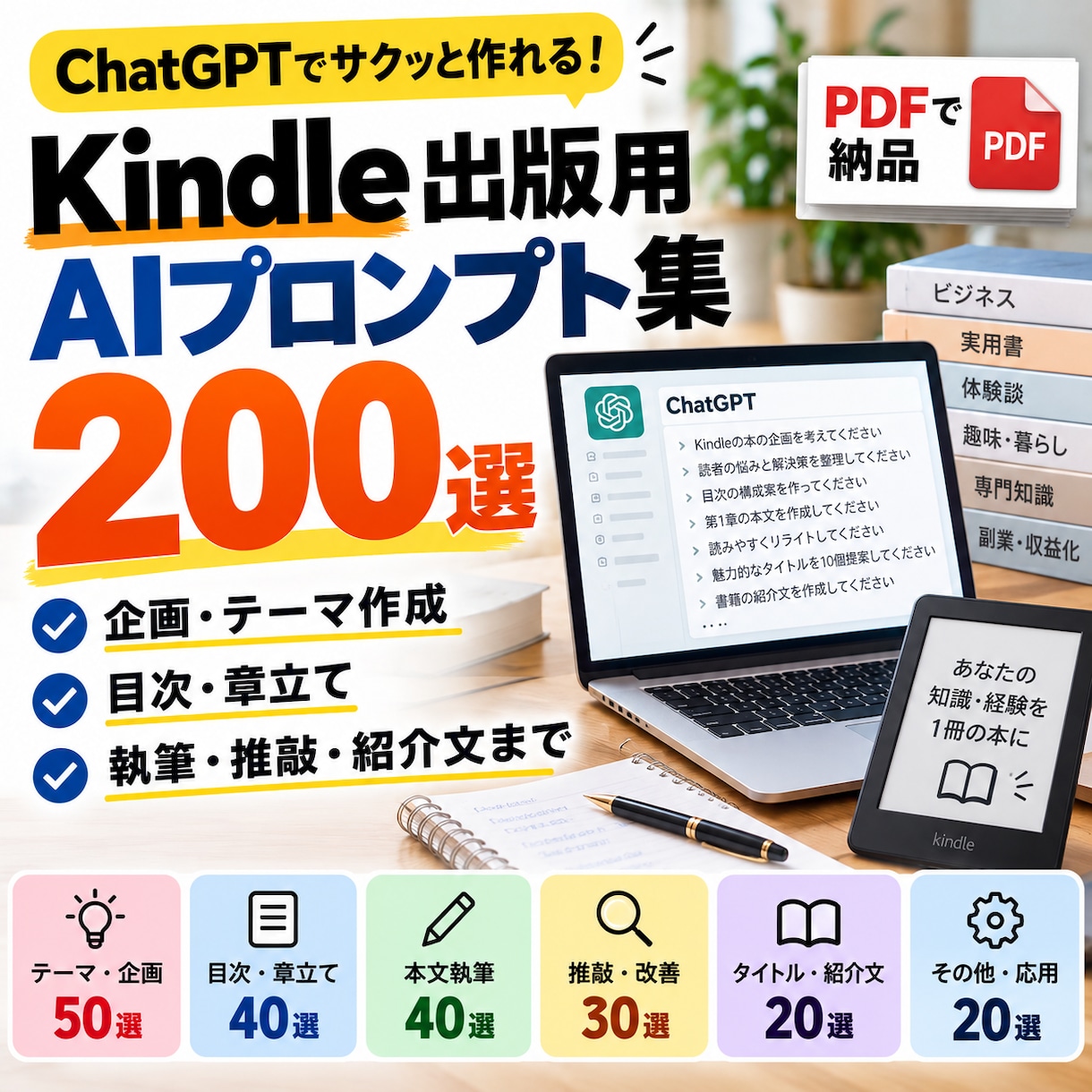 Kindle出版用AIプロンプト集を販売します 企画・目次・執筆・推敲まで！電子書籍制作をAIでサポート イメージ1