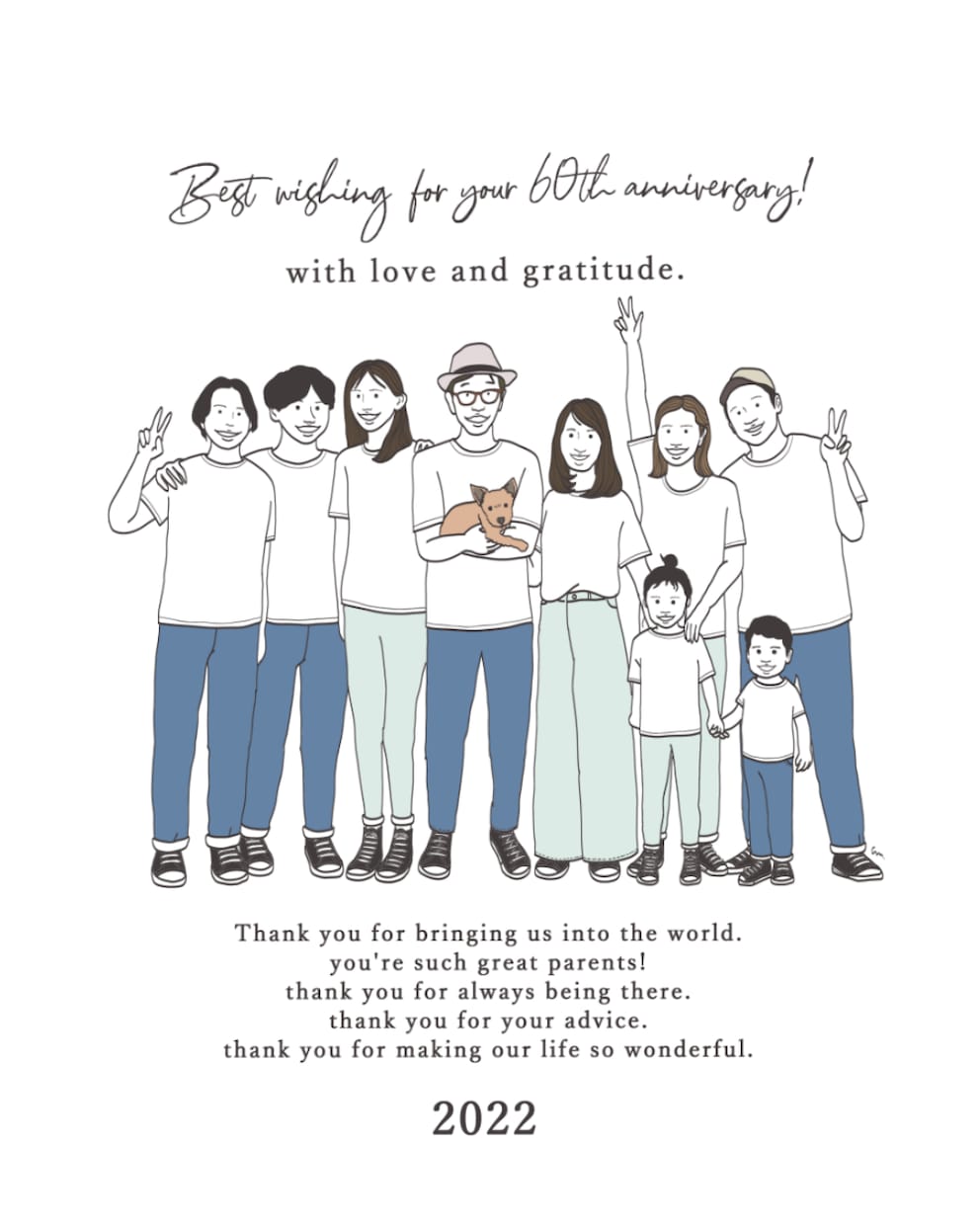 誕生日・還暦祝いに。似顔絵イラスト制作します 古希、傘寿祝い等へのメッセージへの変更も承っております イメージ5
