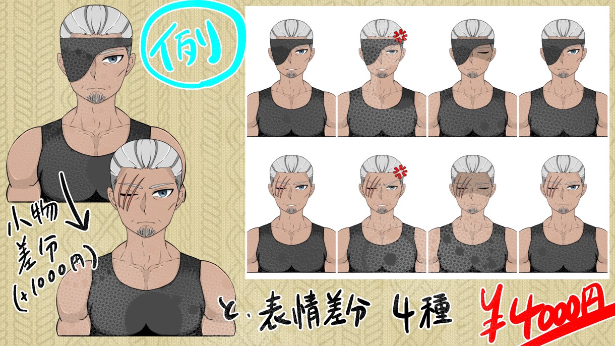 TRPGのキャラクターイラスト描きます 表情差分・小物差分複数ご用意します イメージ2