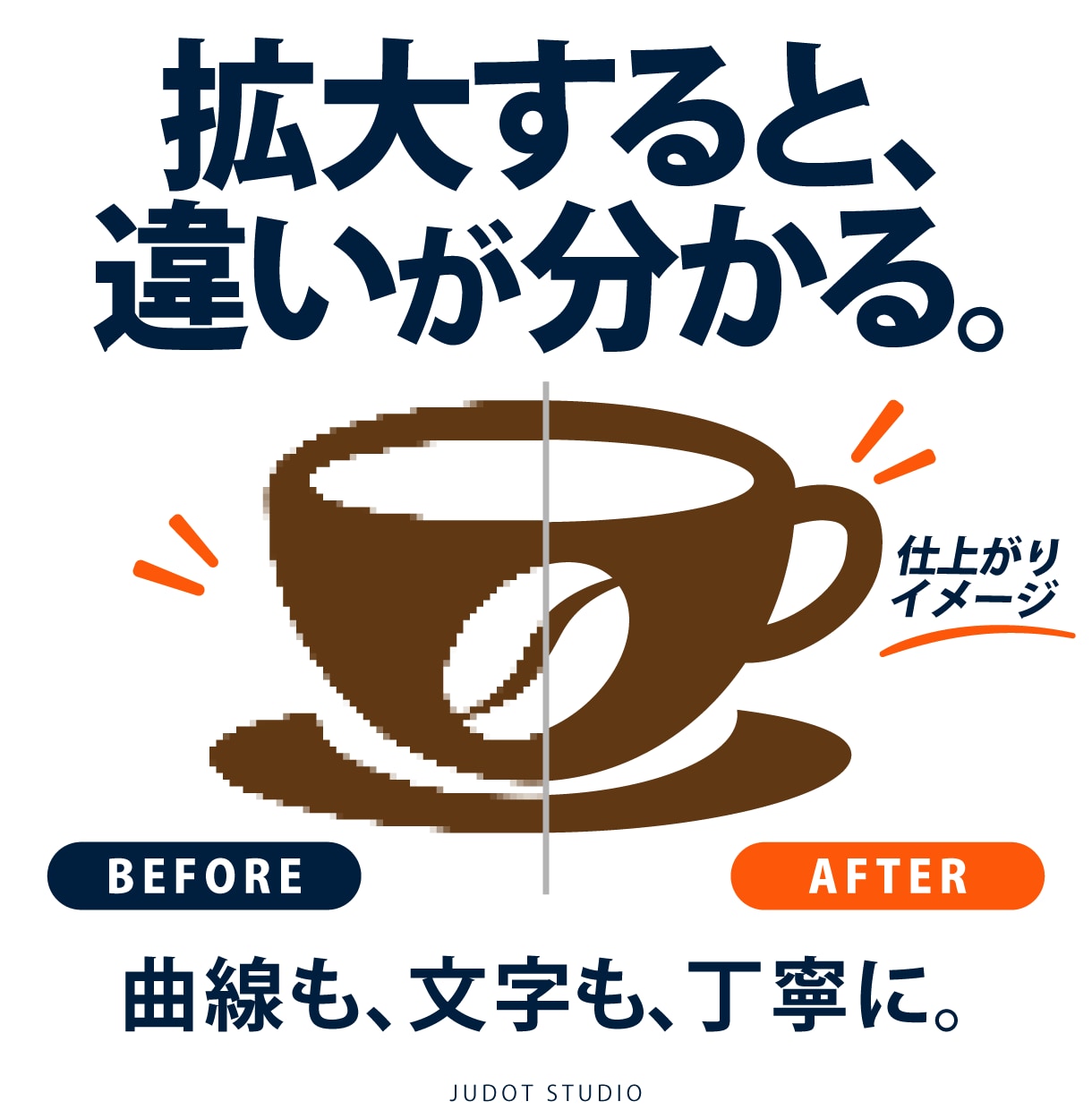 ロゴや画像をトレースしてAIデータにします 画像しかないロゴを、拡大・編集できるデータに イメージ2