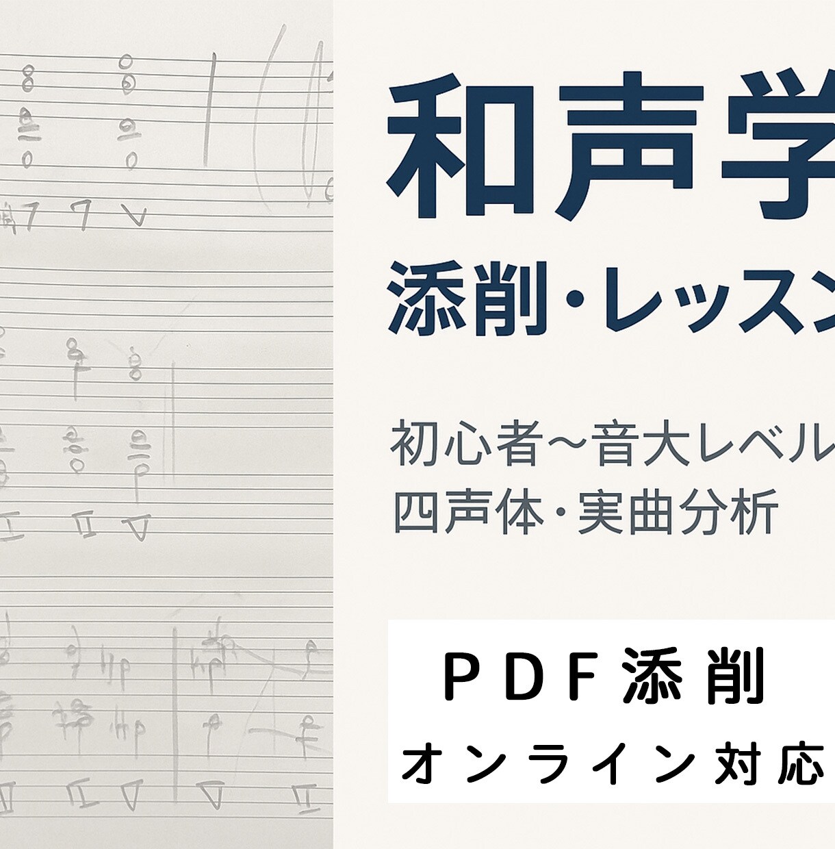 和声学添削・レッスンします 初心者〜演奏家レベルまで。四声体から実曲分析まで対応 イメージ1