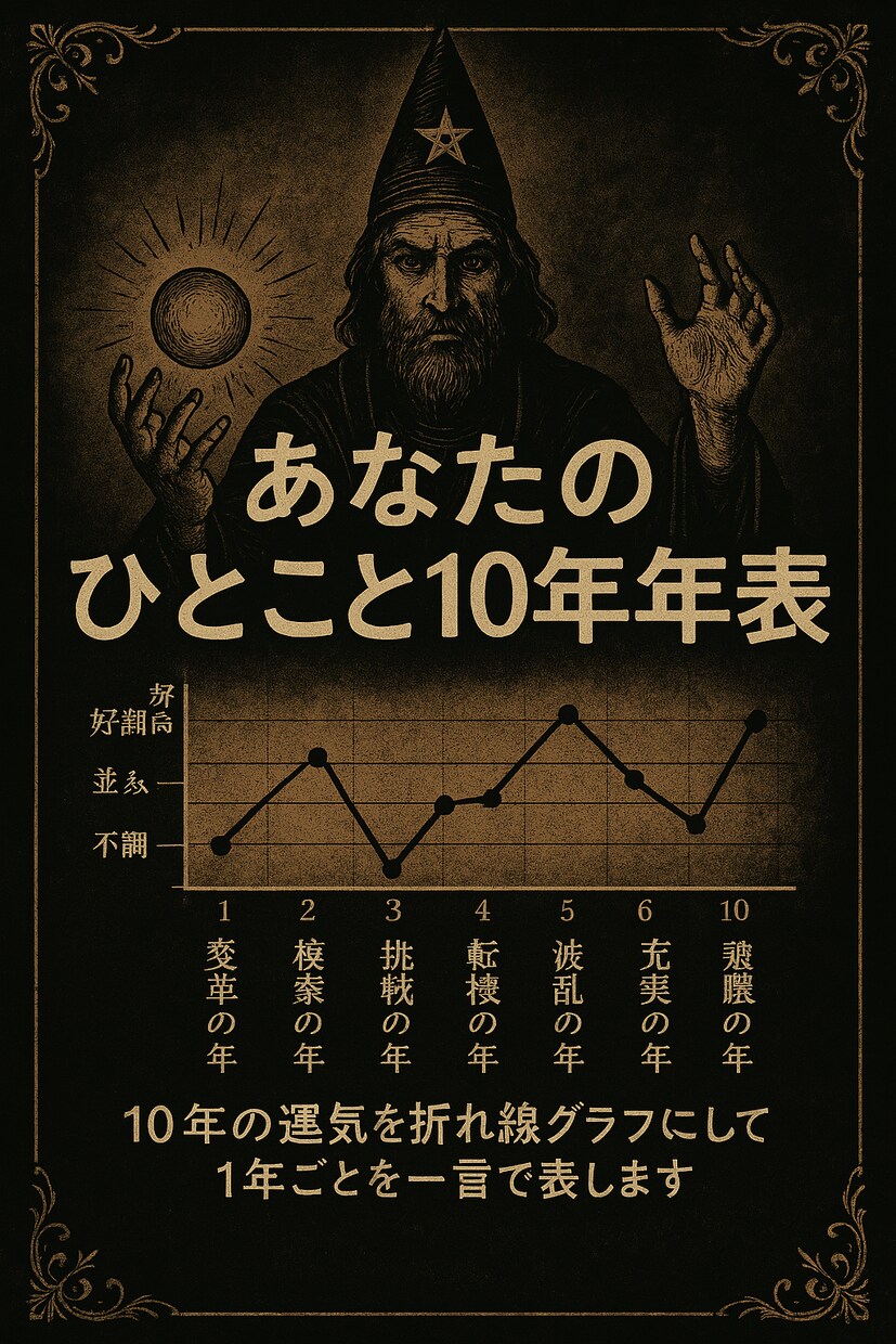 あなたのひとこと10年年表を作ります 10年の運気を折れ線グラフにして1年ごとを一言で表します イメージ1