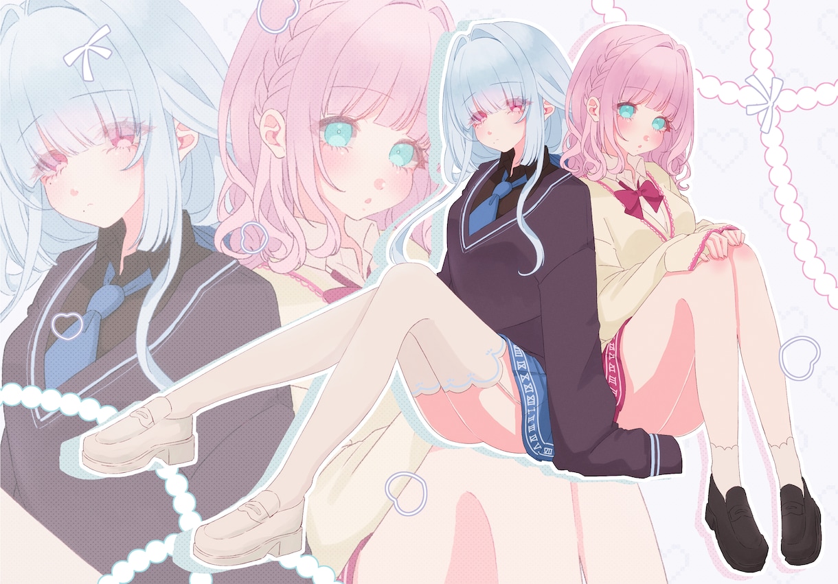 簡易ペアイラスト制作します 淡めなテイストの簡易ペア・夢絵 イメージ3