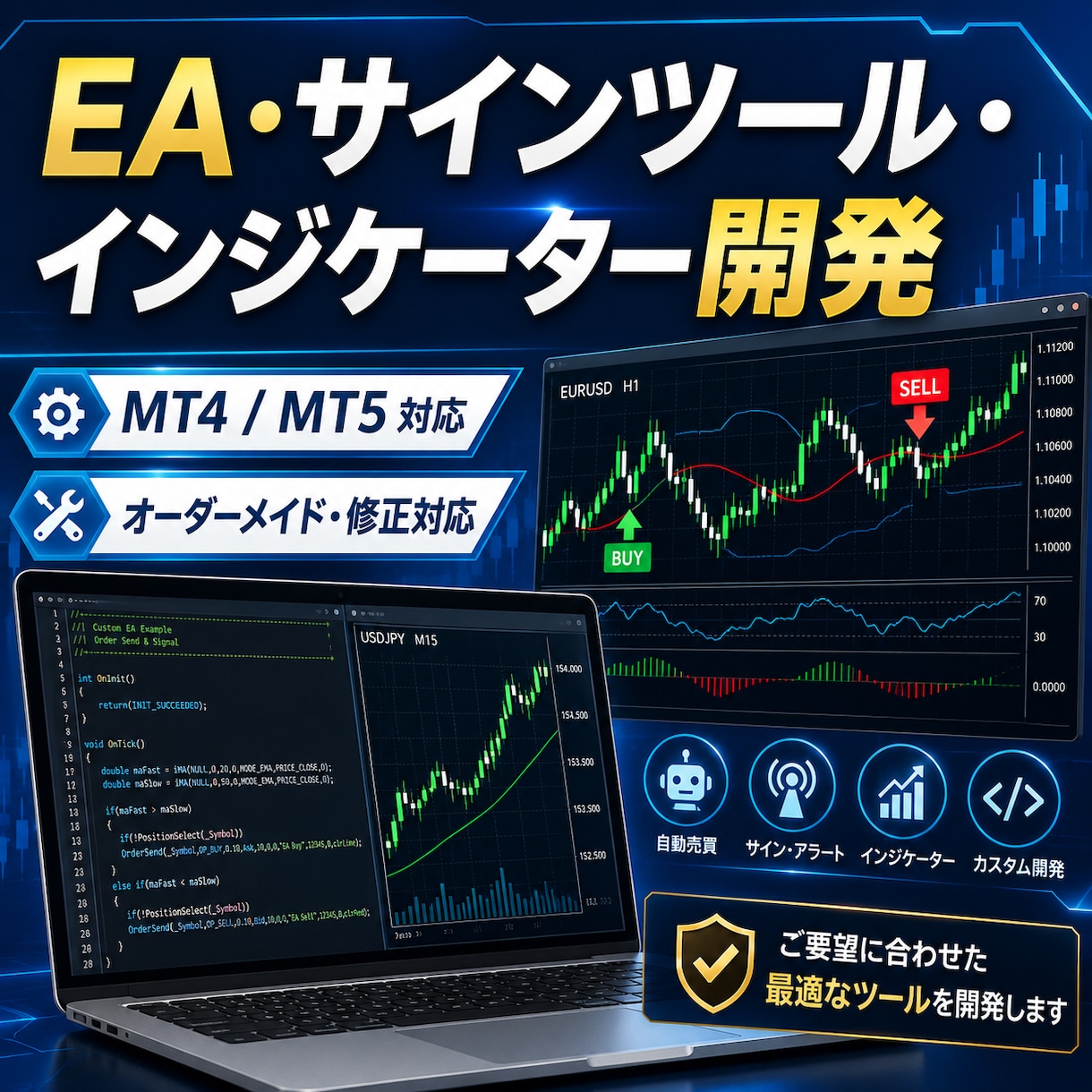 MT4・MT5でEA・インジケーター化します 【格安】実践派の開発者が、あなたの手法をツール化します イメージ1