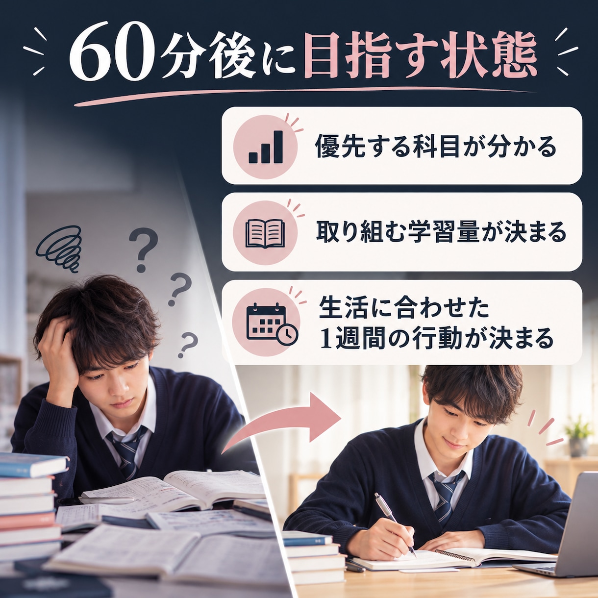 高校生の悩みを整理し学習計画を一緒に作ります 講師・教室運営の経験を活かし悩みに寄り添う60分 イメージ5