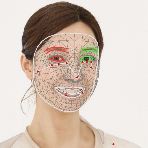 AIで顔・目・口・ポーズ・輪郭等取得認識します AI 顔・目・口・ポーズ・輪郭等 取得・認識 イメージ1