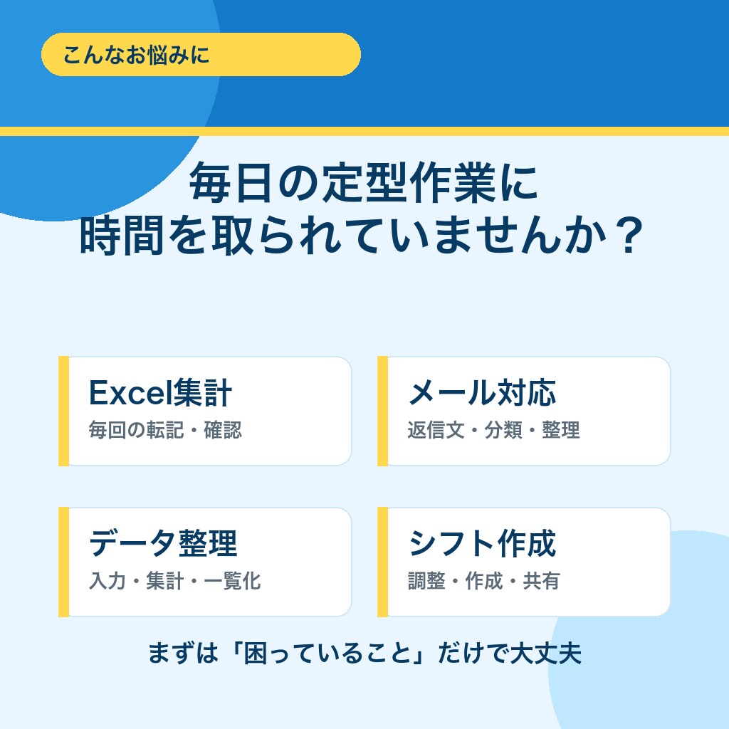 あなたの業務を分析しAI・自動化をご提案します 何を自動化できる？から一緒に見つけます イメージ2