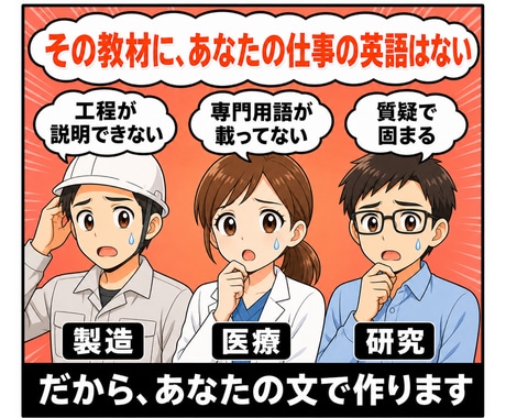 あなた専用の「瞬間英作文」音声教材を作ります 市販教材に出てこない、あなたの現場の文で作ります イメージ2