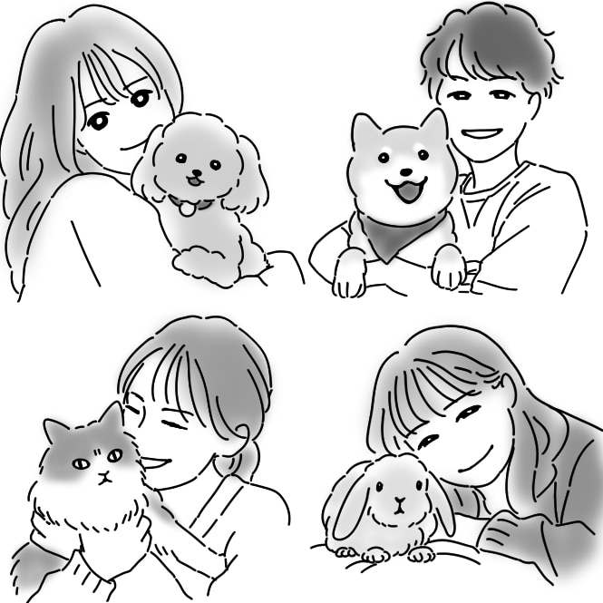 ペットとのツーショットでアイコン描きます LINEやSNSのアイコンに◎シンプルで使いやすいイラスト！ イメージ1