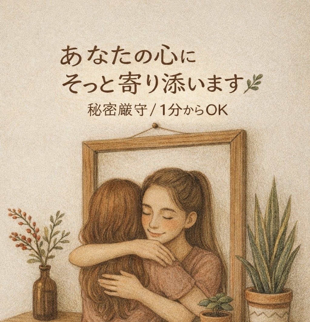 誰にも頼れない時に。そっと話せるお時間つくります 「しんどいよ」って言えるだけで、少し楽になることもあります イメージ1