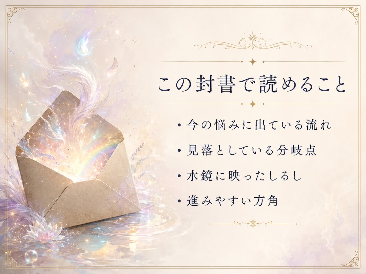 未来からの封書｜今の問いと進む方角を鑑定します 今の問いに映るしるしと、進む方角を一通にして届けます イメージ2