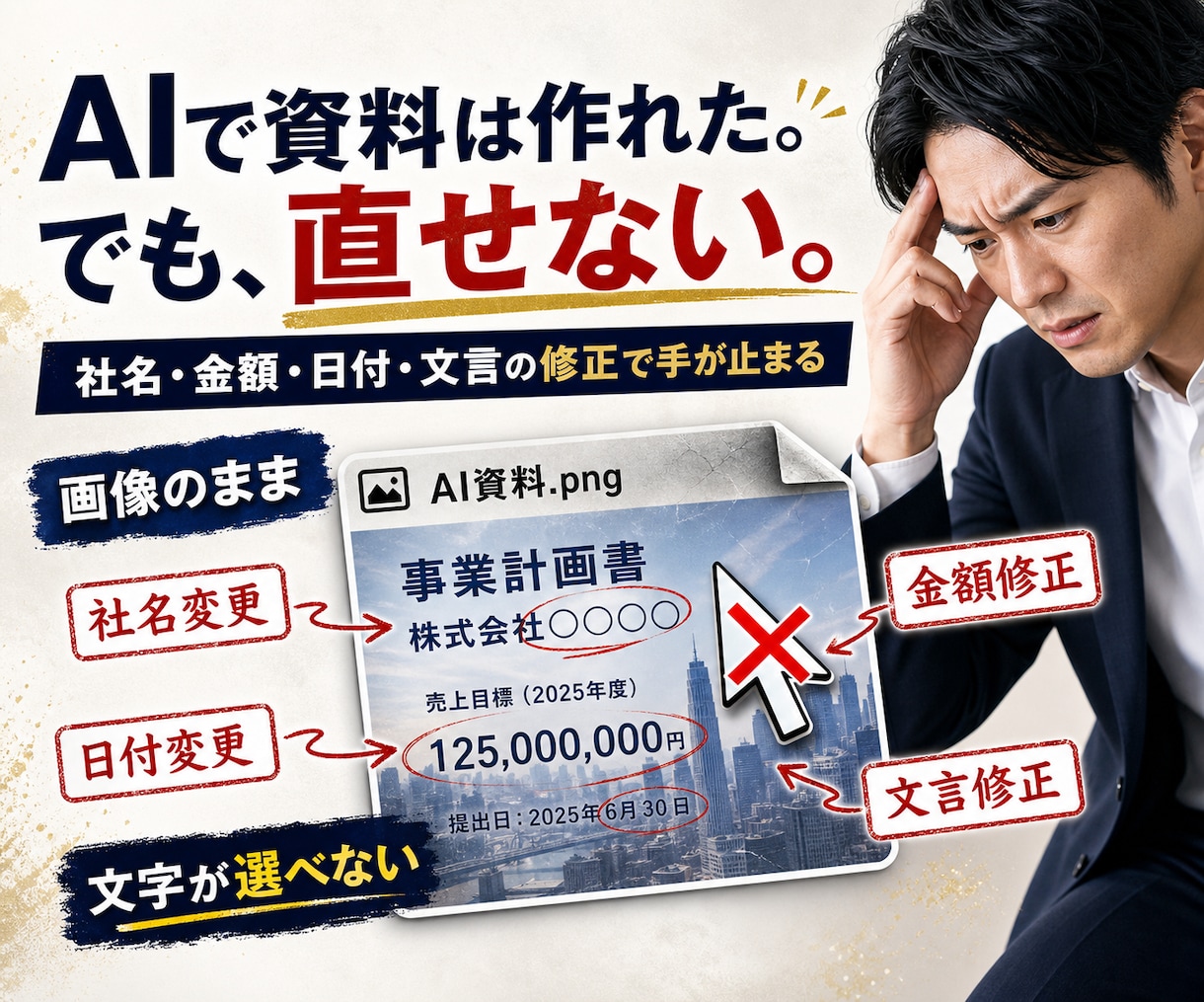 AI資料の画像を編集できるパワーポイントにします 文字修正・差し替えができる、仕事で使える資料へ イメージ2
