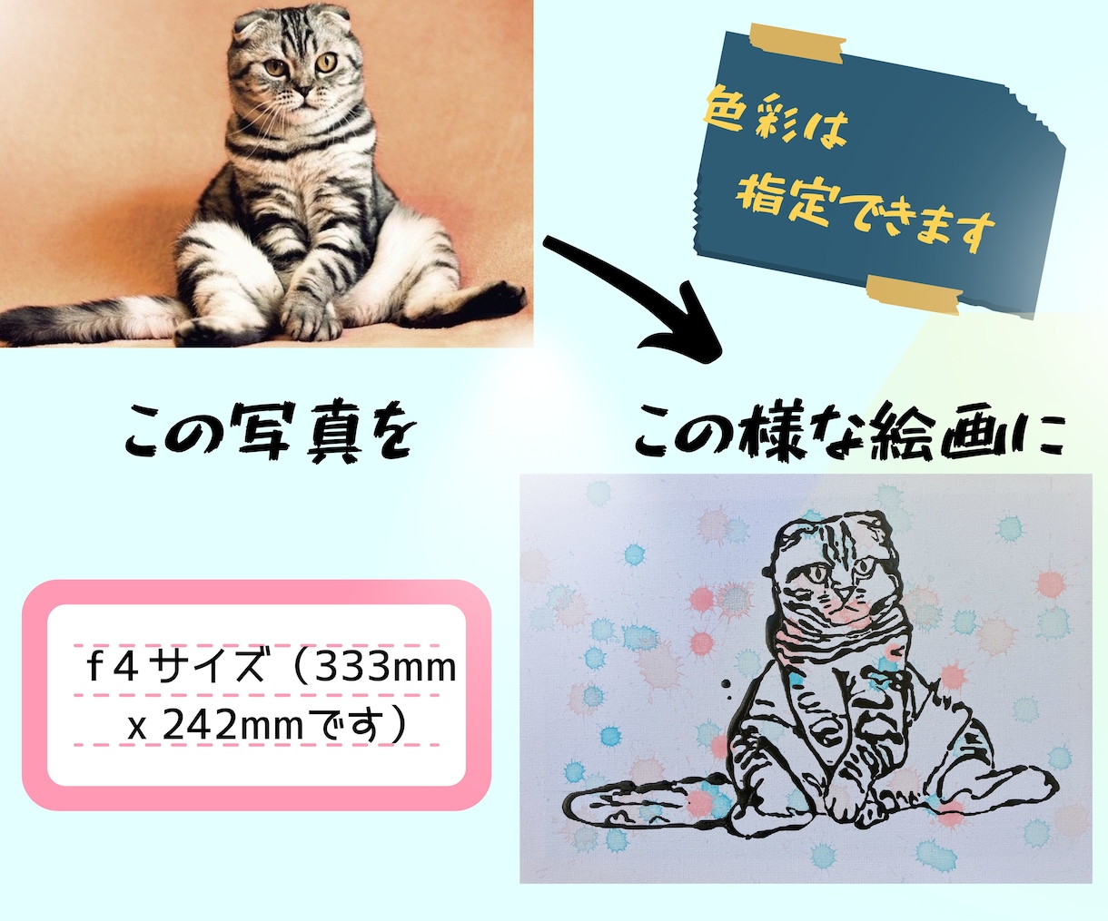 写真から直筆絵画を制作します 色指定OK｜写真から唯一の作品に イメージ3