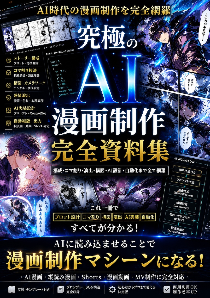 AI漫画をコピペ1つで量産できます 絵が描けなくてもAI漫画が今日から作れます イメージ1