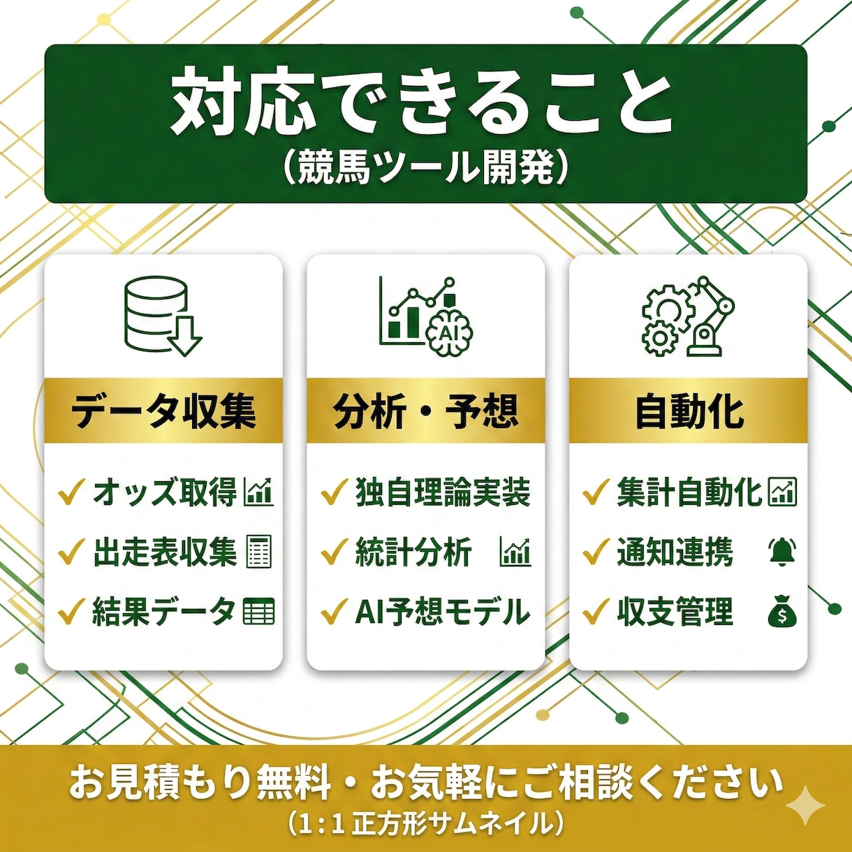 競馬のデータ分析・自動化ツールを開発します オッズ取得・データ分析・集計自動化なんでもご相談を イメージ2