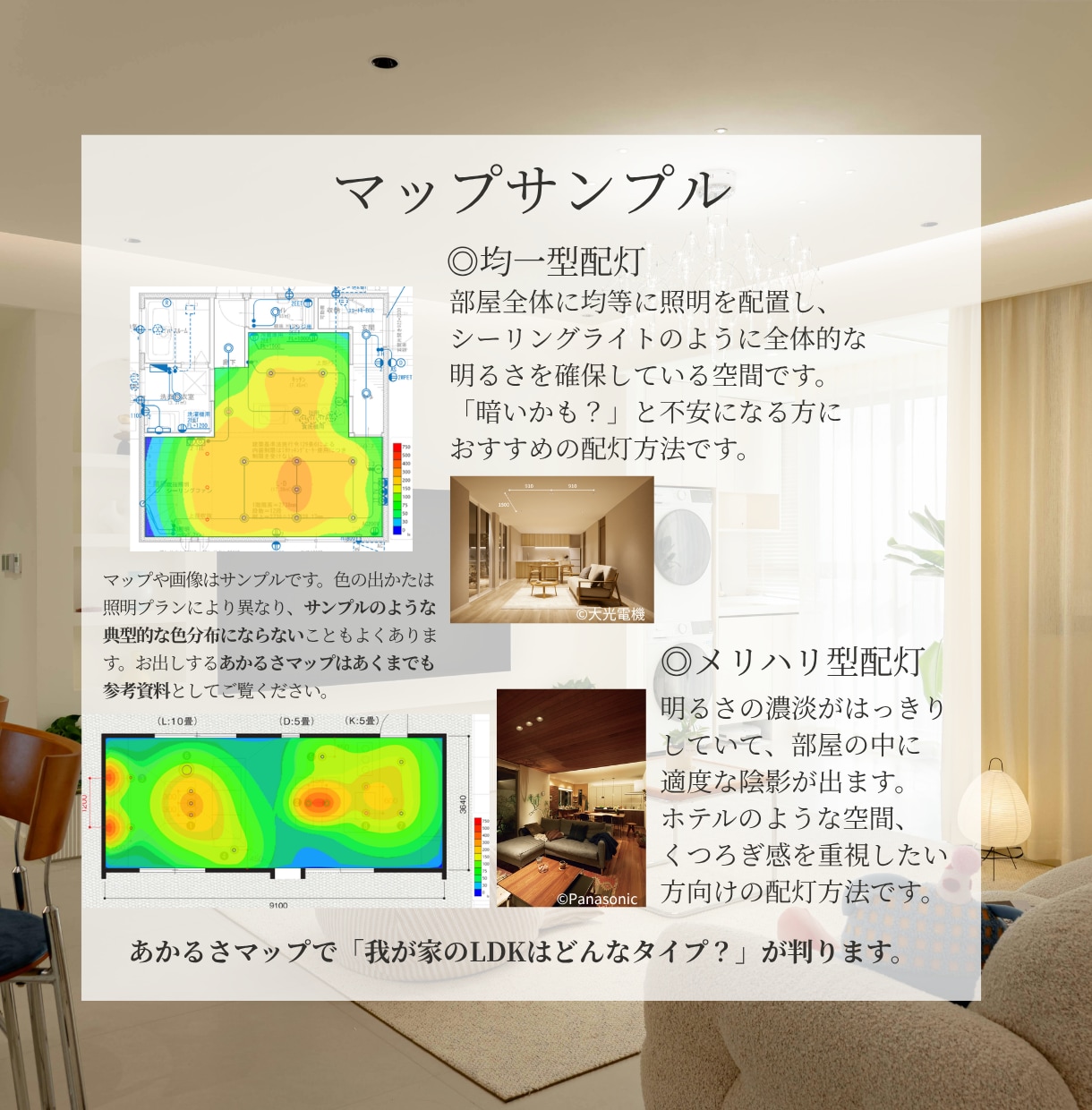 照明プラン明るさ大丈夫？簡易マップで見える化します 色分けで一目瞭然！LDKの明るさチェック■新築・リノベ対象 イメージ7