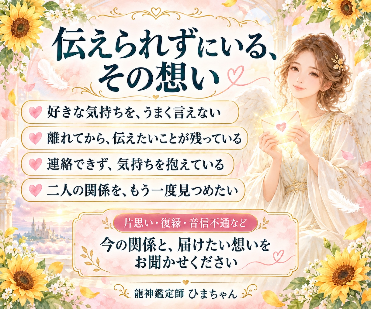 恋愛縁結び｜相手の気持ちを占い思念伝達します 片思い・復縁・音信不通｜言えない想いを届けるお手伝いをします イメージ2
