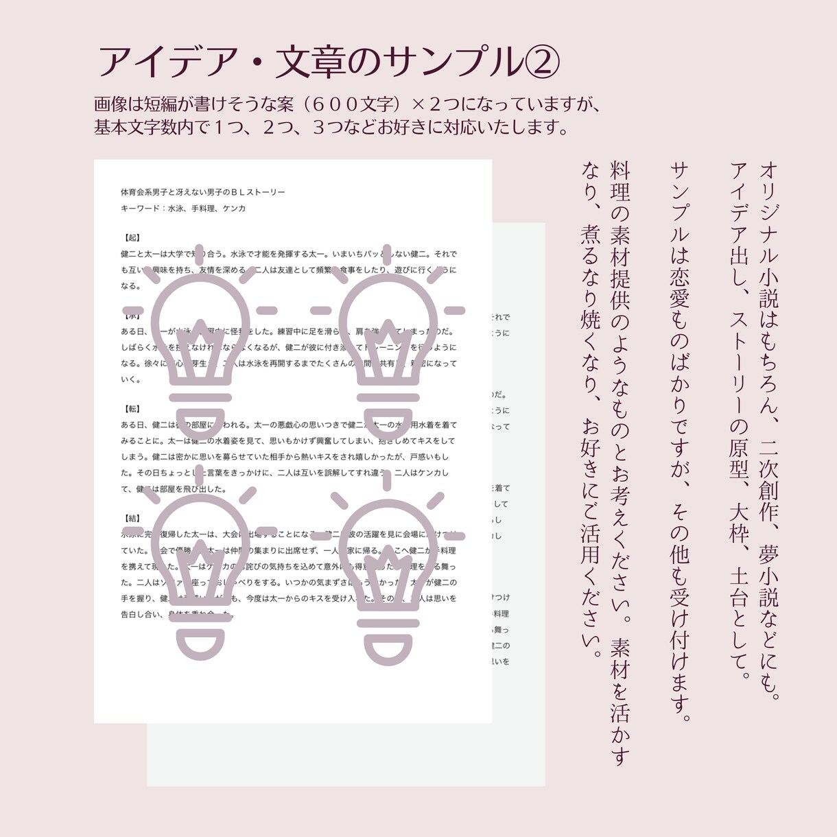 小説のためのアイデア出し！『起承転結』を考えます 趣味で書くストーリーの土台を《３千文字》で作ります♪ イメージ3