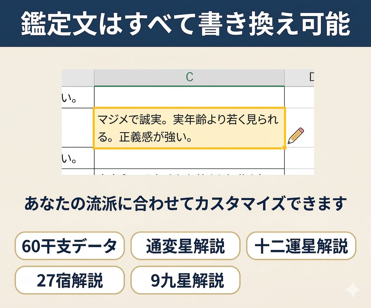 5占術統合の自動鑑定Excelツールを提供します 四柱推命・宿曜・九星・西洋占星術・紫微斗数を1つのExcel イメージ9