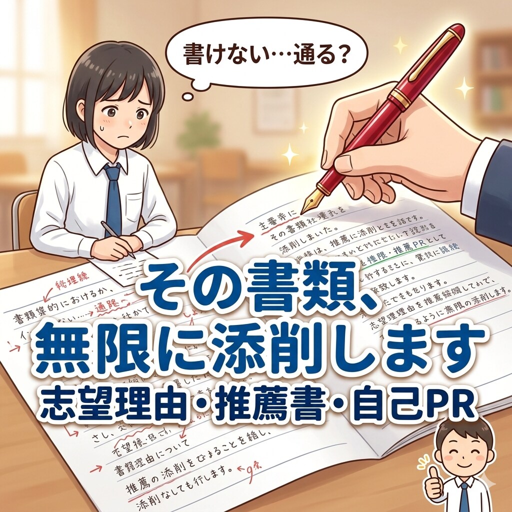 大学入試の提出書類を！何度でも！無限に添削します 志望理由書や推薦書類、自己PRなどで困っている方へ！ イメージ1