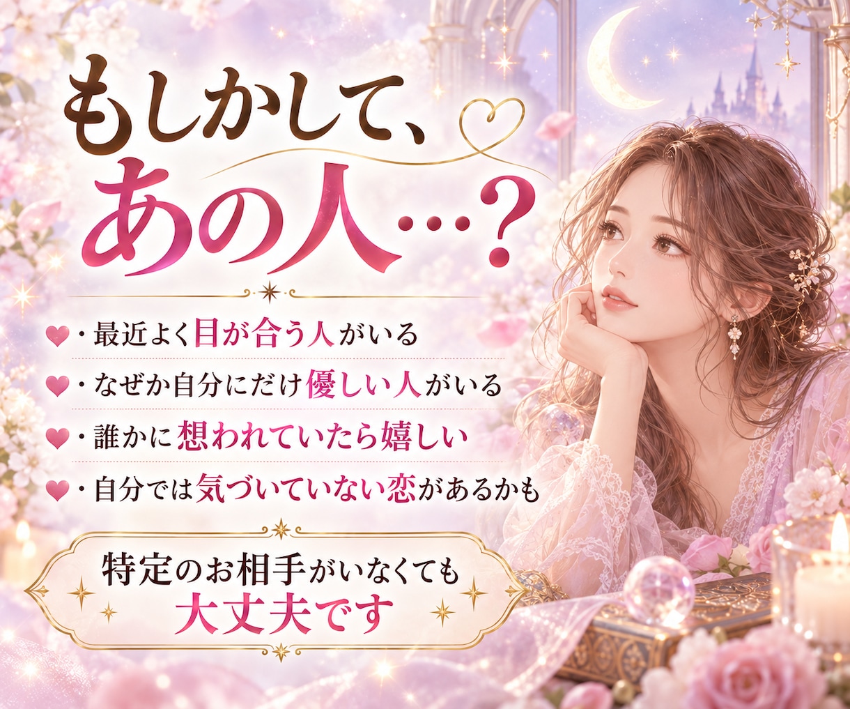 あなたを好きな人がいるか占います 今、密かに想いを寄せる人は？その人の特徴と恋のヒントをお届け イメージ2