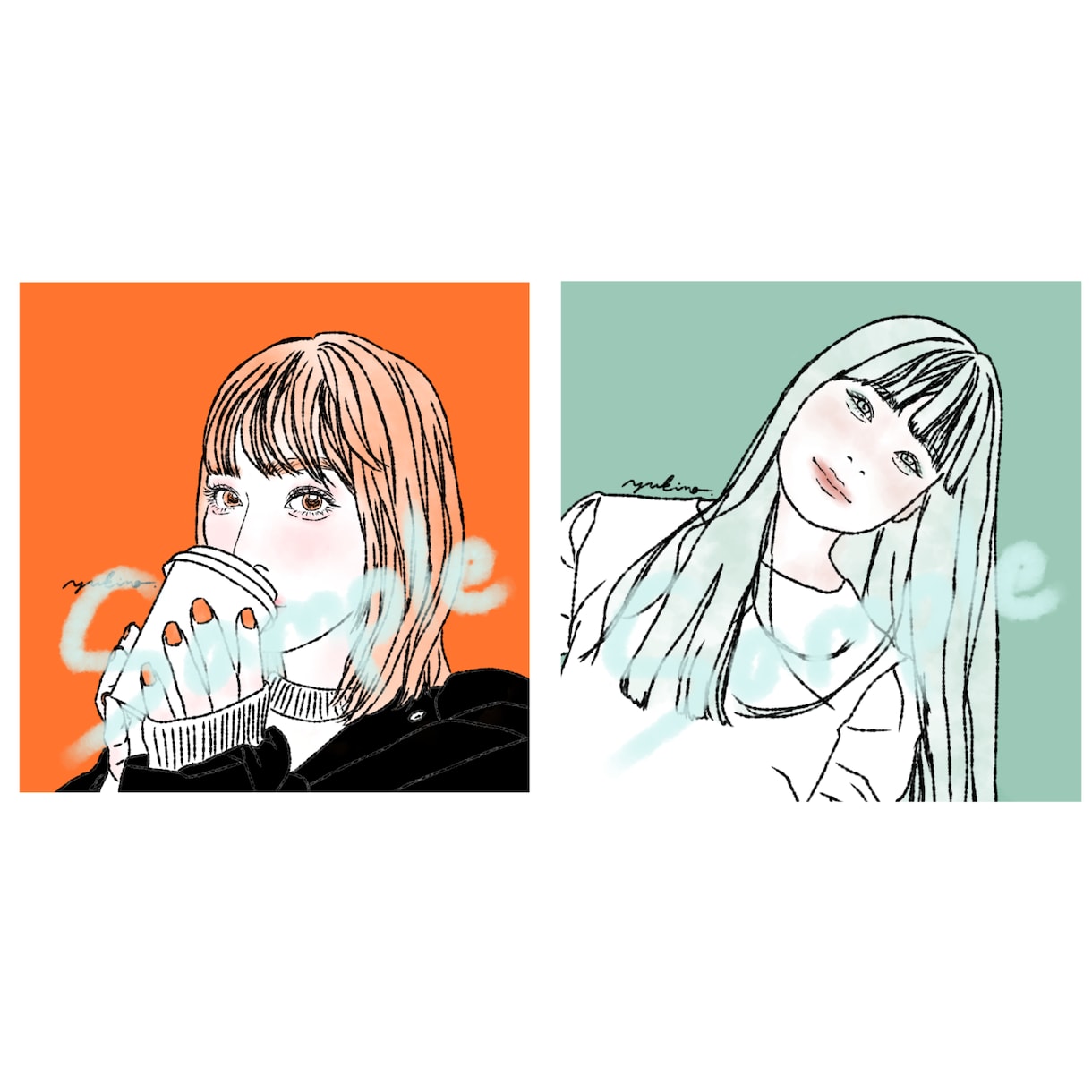 商用利用可！きゅんとトキメクお洒落な似顔絵描きます SNSのアイコンにどうぞお使い下さい！ イメージ8