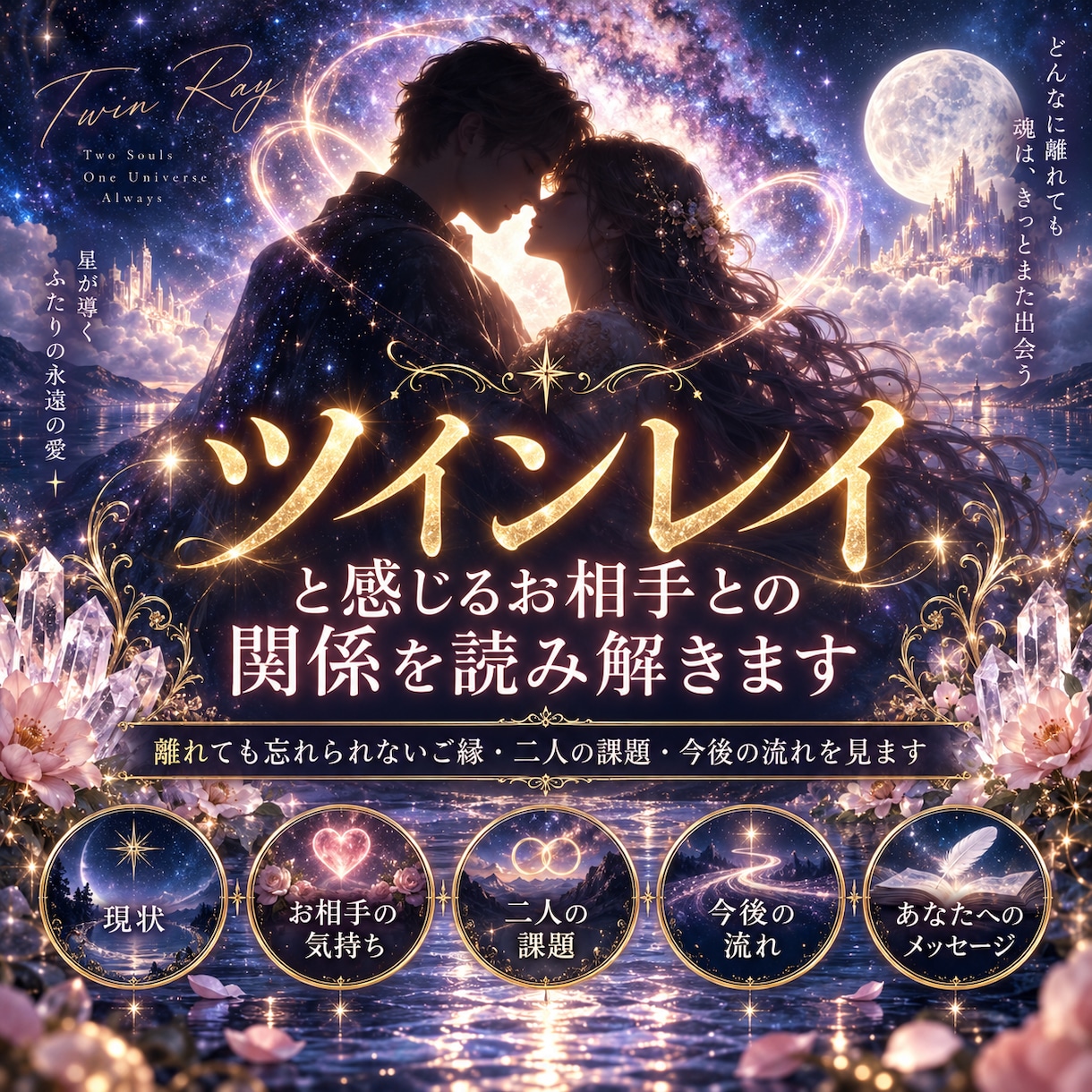 ツインレイと感じるお相手との関係を読み解きます 離れても忘れられないご縁・二人の課題・今後の流れを見ます イメージ1