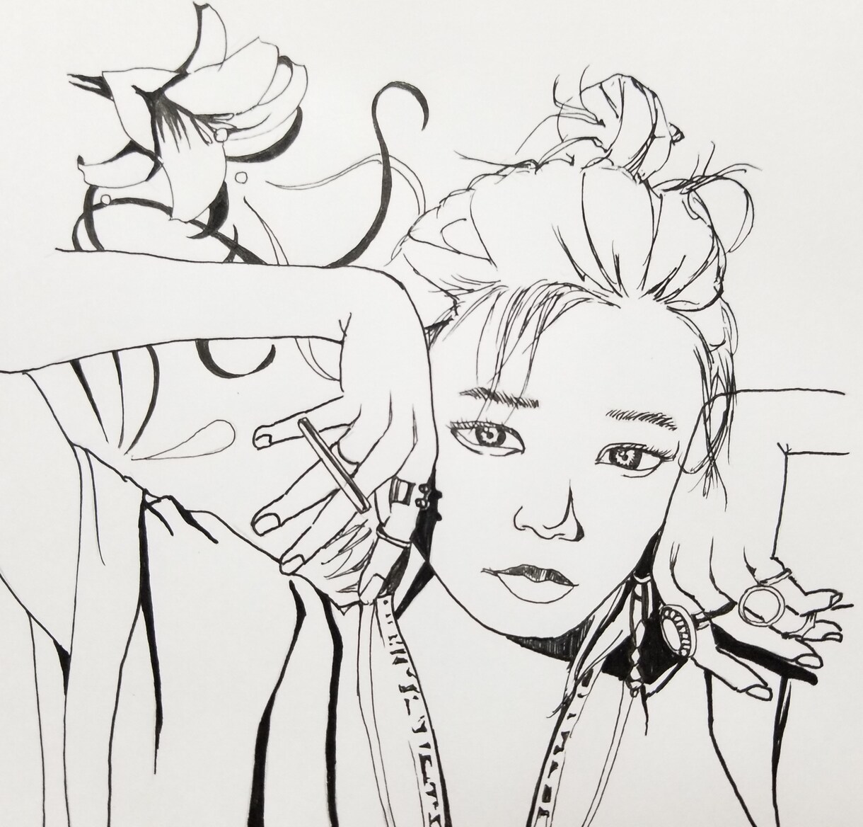 ボールペンで似顔絵(モノクロ)を描きます アイコンに、カードに、シンプルな似顔絵を イメージ1
