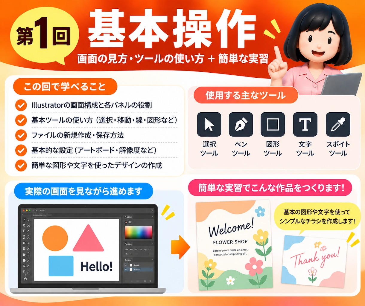 未経験OK！全５回で基礎完全網羅！イラレ指導します ＼歴10年の現役デザイナー、ゼロから副業スキルにも／ イメージ5