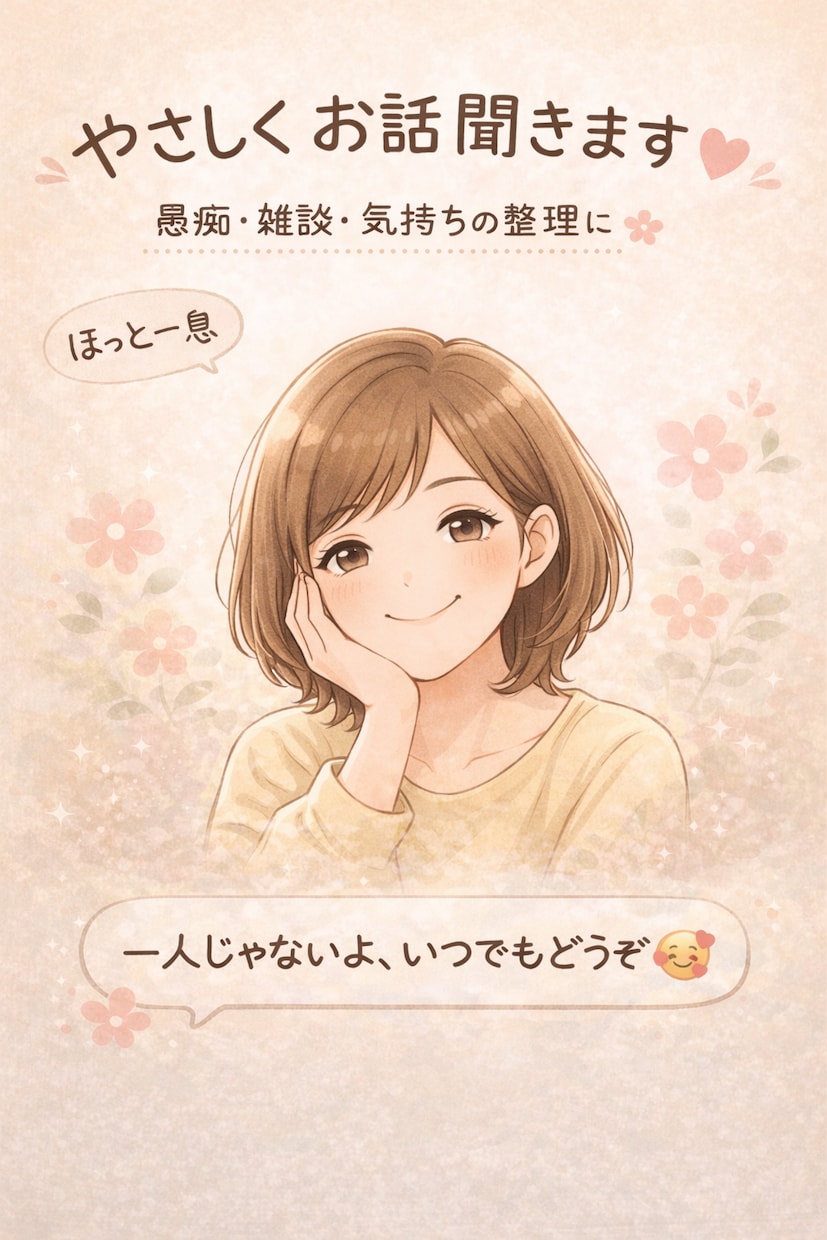 優しくお話聞きます 愚痴・疲れた心・誰にも言えない話もOK♪ イメージ1