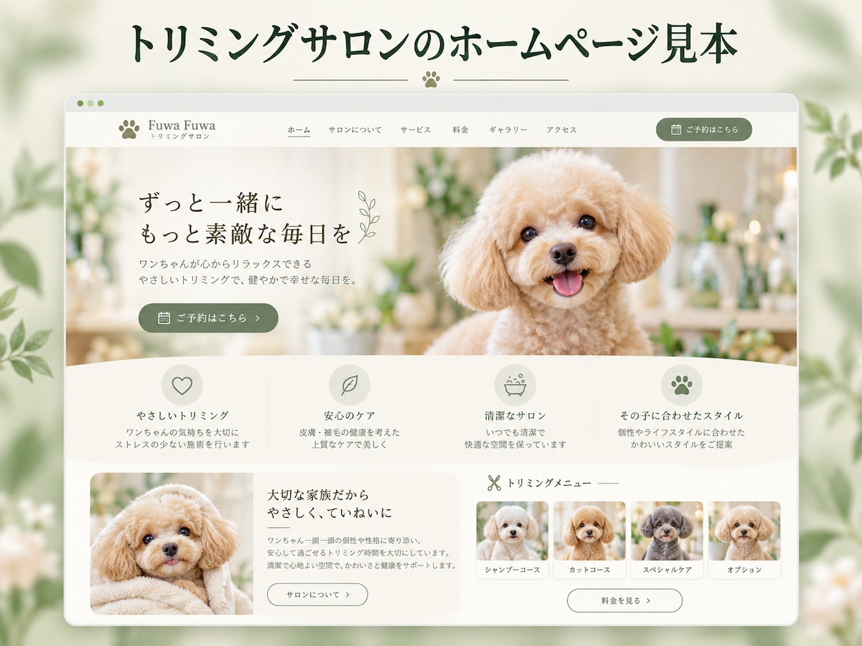 小さな店舗・サロンのHPを制作します 美容室・トリミング・エステ・ピラティス・ネイル・マツエク対応 イメージ3