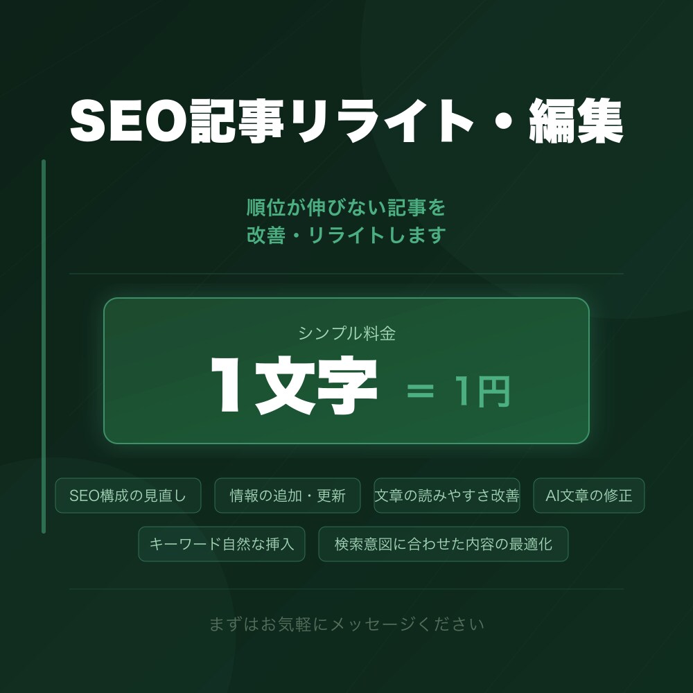SEOを意識して既存記事をリライトします 1文字1円・順位が伸びない記事を改善します イメージ1