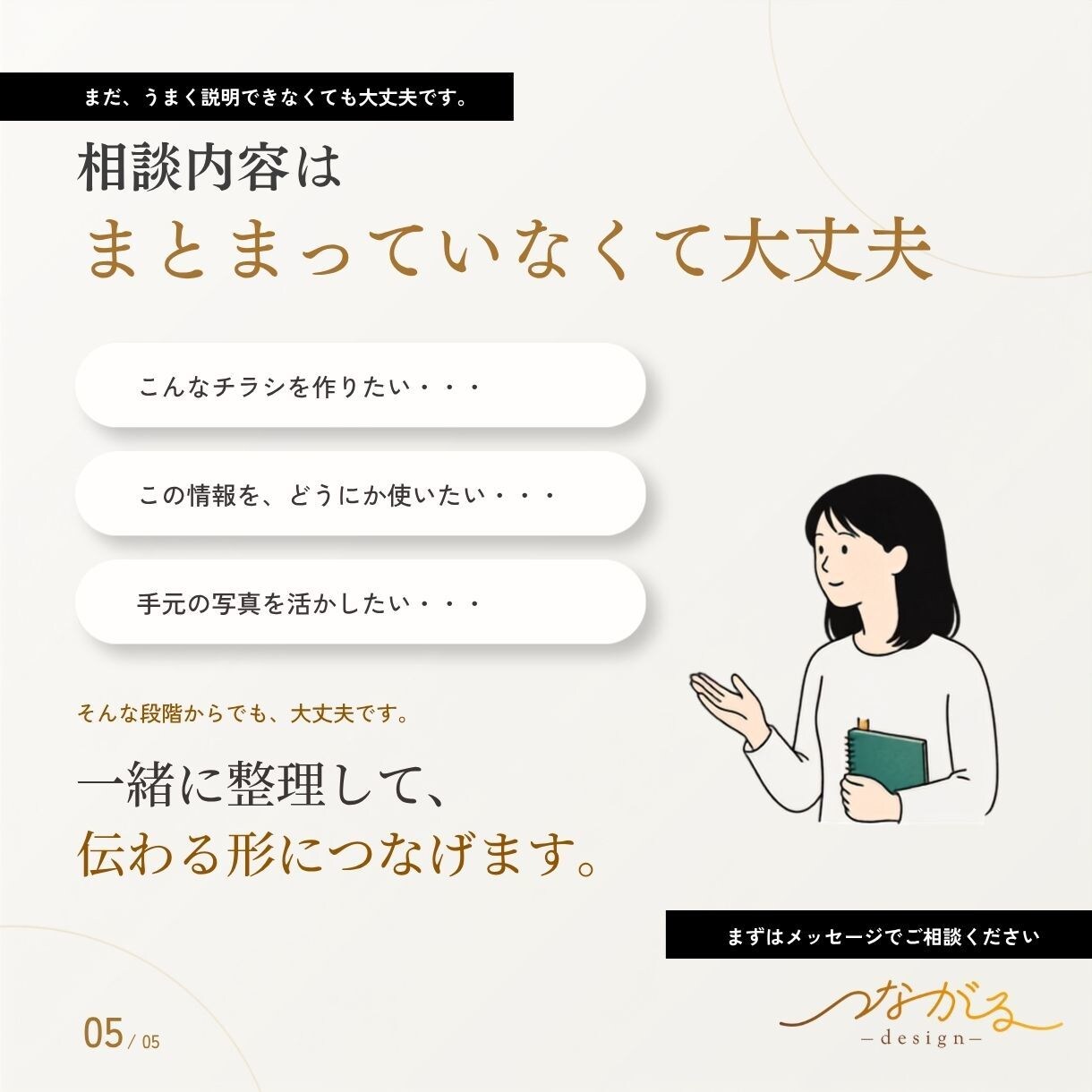 情報整理から伝わるチラシ・フライヤーを作ります 原稿未整理でもOK｜載せる内容・構成から一緒に整理します イメージ5